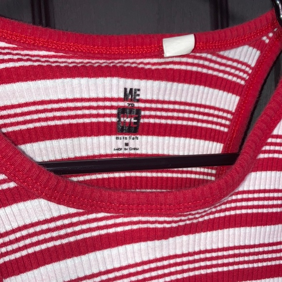 Me To We Red White Pink Stripes tank top - Picture 2 of 6